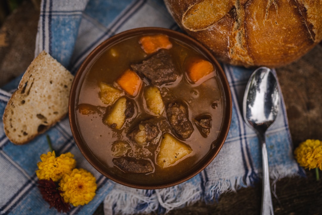 Carbonade flamande Flemish beef stew with Belgian beer at a traditional pub in Bruges