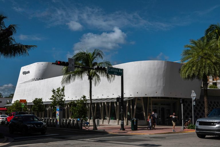 Dalí Museum geodesic glass structure on the St. Petersburg Florida waterfront at golden hour