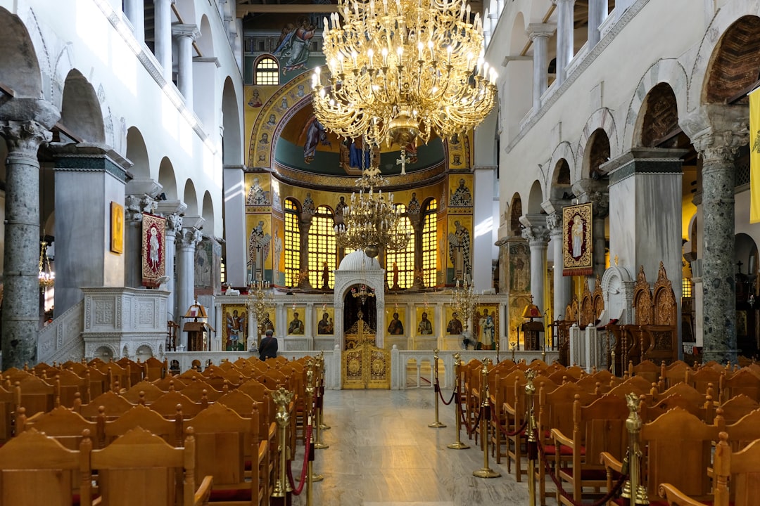 Byzantine mosaic interior of a UNESCO-listed church in Thessaloniki Greece