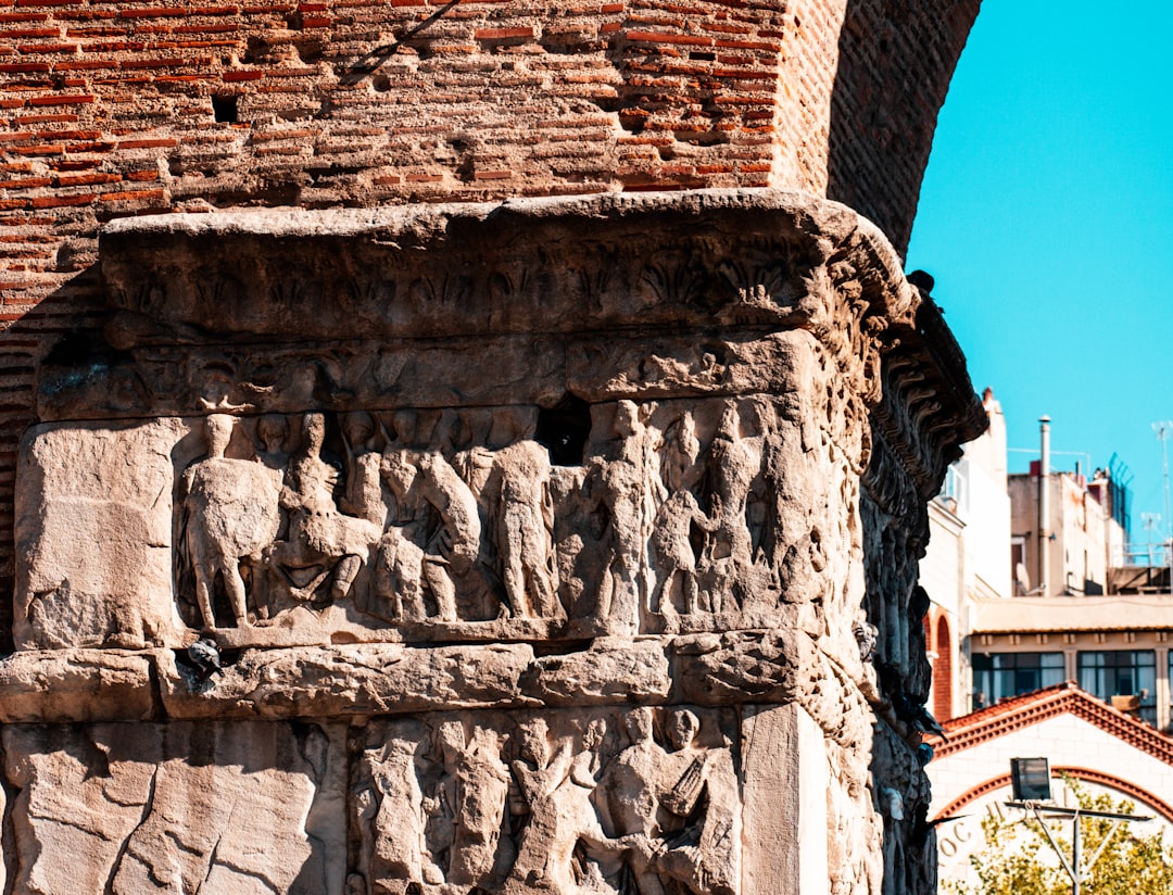 The Roman Rotunda of Galerius in Thessaloniki with its Ottoman minaret and surrounding modern buildings