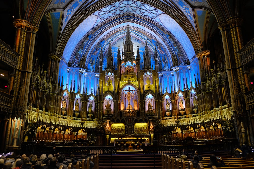 Interior of Notre-Dame-du-Cap Basilica Trois-Rivières with Casavant organ and stained glass