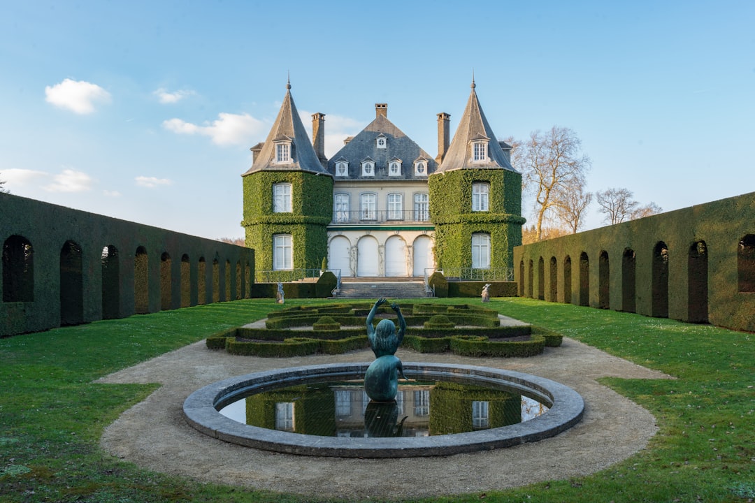Nemours Estate French formal garden with reflecting pool viewed from the mansion colonnade Wilmington Delaware