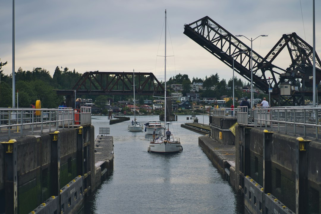 Boat near bridge in Seattle