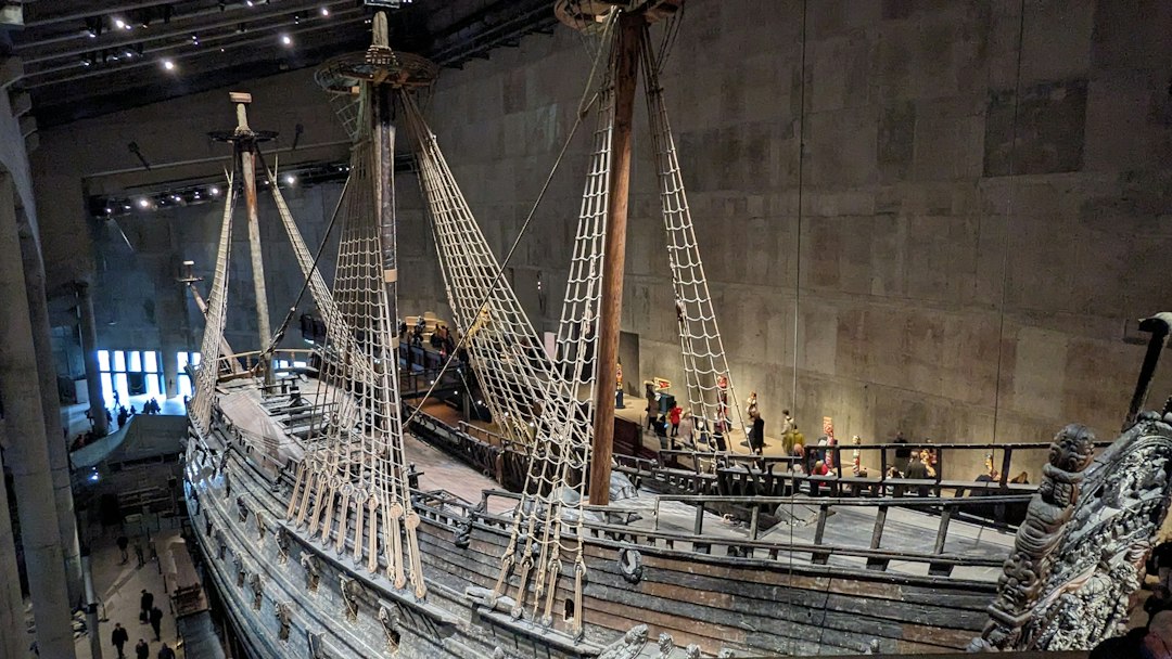 A model of a ship in a museum in Stockholm