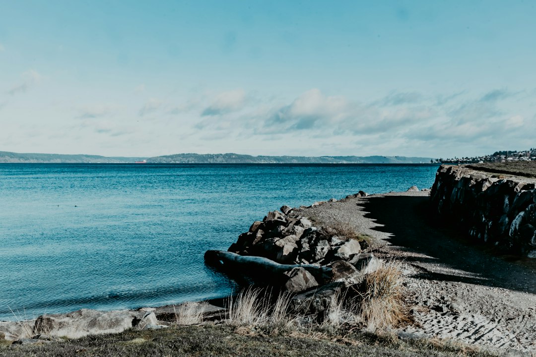Rocky Puget Sound shoreline near Tacoma, Washington